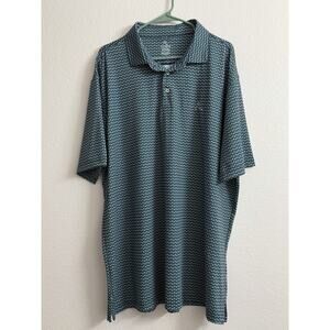 Rhoback Golf Polo Martini Glass All Over Print Men’s XXL Blue Green White